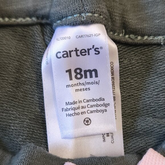 Carters - Toddler Girl Shorts Green With Pink Bow Size 18 Months - Picture 5 of 5